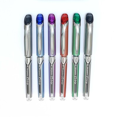 6 x PILOT HI-TECPOINT V5 GRIP FLÜSSIGE TINTE TINTENROLLER - EXTRA FEIN 0,5 MM NEU IM KARTON