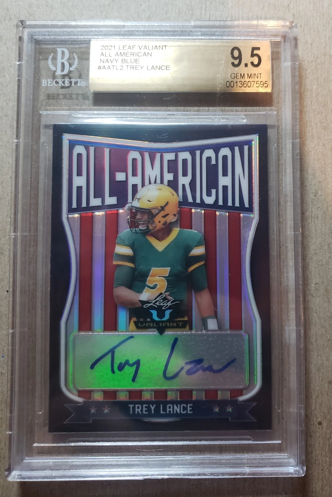 Trey Lance Leaf Valiant All-American Autographs #TL2 Navy Blue