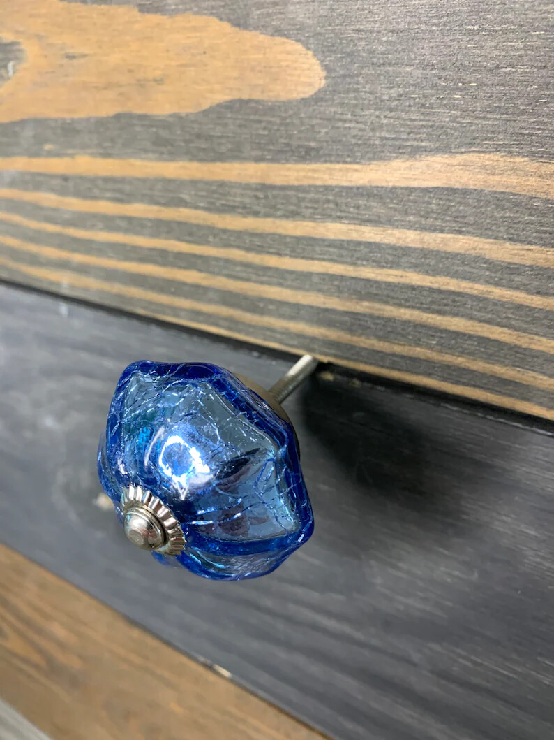 Antique Metal Drawer Pull Blue Glass Mercury Dresser Door Kitchen Knob |  eBay