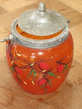 Ancien pot à biscuit ou bonbons verre émaillé vintage années 50 french antiique