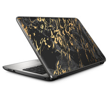 Universal Laptop Skins Wrap for 14" - gold marble dark gray background
