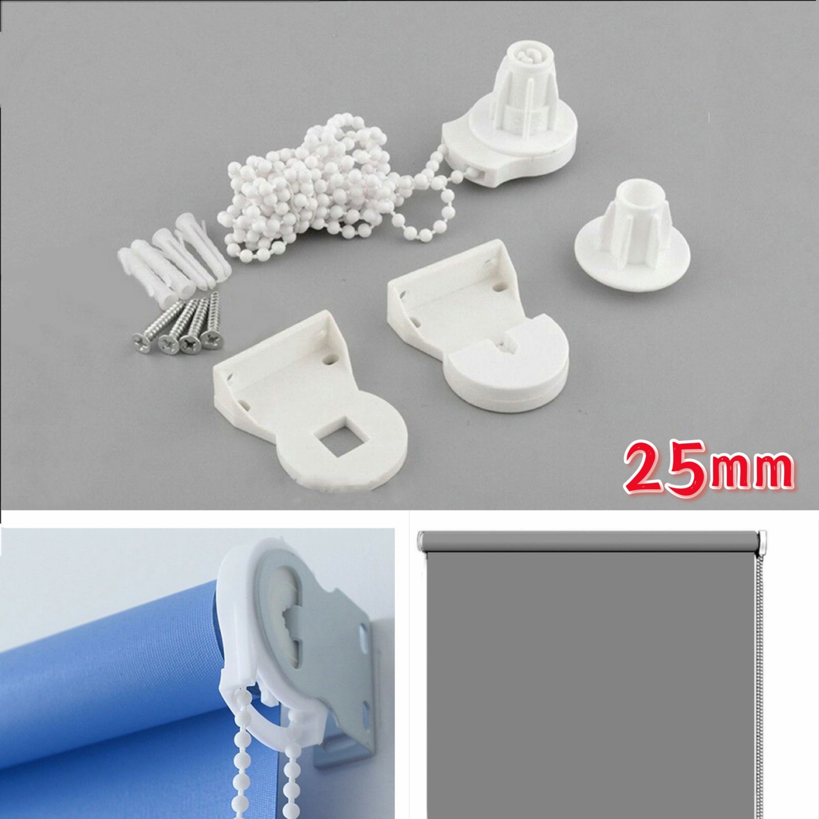 Roller Blind Fitting Kit for 25mm Tube-Blind Spares Chain Tube Brackets Parts