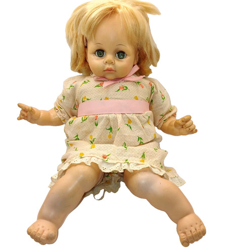 Pussy Cat Doll Madame Alexander Baby 1965 Blonde Blue Eyes 18 in TLC READ