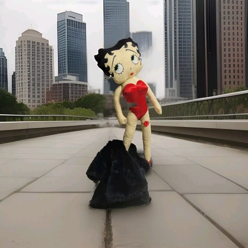 Betty Boop Plush Doll Black Fur Coat 1988 King Features Syndicate 18" Vintage - Picture 4 of 8