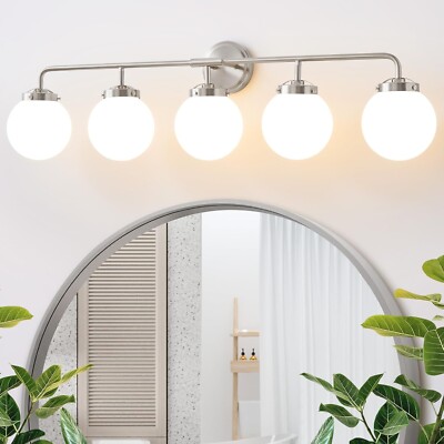 Bathroom Light Fixtures Over Mirror, Brushed Nickel Modern Vanity Lighting with