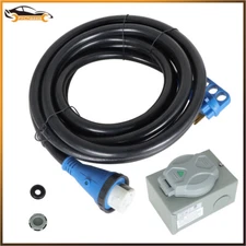 50A 25FT RV Power Extension Cord W/ LED & Twist Lock Plug Inlet 125/250V