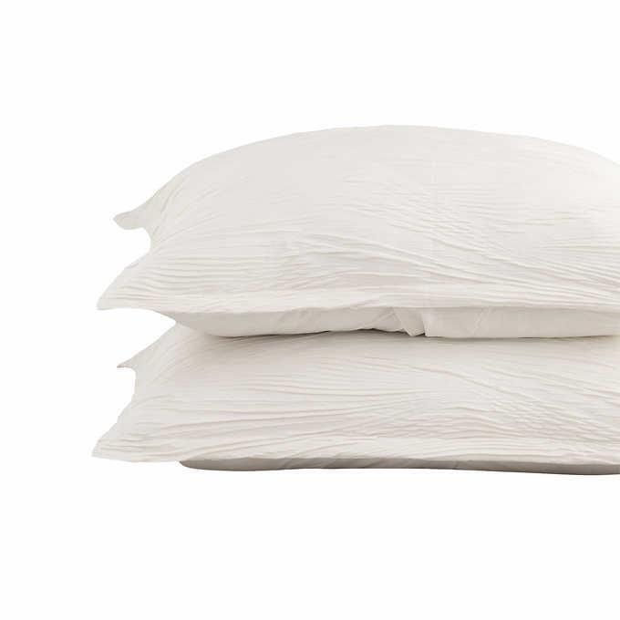 Berkshire Comforter Set Ivory 3Piece Pleated Wave Pillow Shams