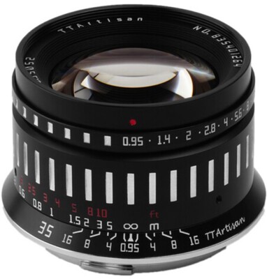 TTArtisan 35 mm F0.95 Objektiv APS-C-Format Canon RF-Bajonett Kamera schwarz & silber (UK)