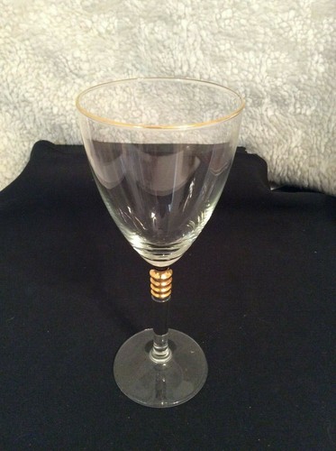 Set of 4 Blown Glass Wine Glasses Gold Ring Stem Holland/Netherlands 8.5" - Picture 10 of 11