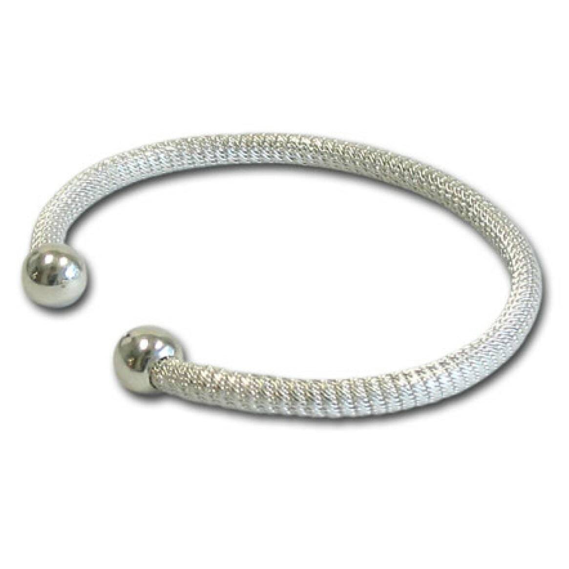 QRay Silver Single Mesh Stainless Steel Ionized Bracelet [NEW IN BOX