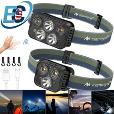 LED Headlamp Waterproof USB Rechargeable Headlight Flashlight Head Torch Lamp 