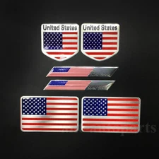 6pcs Aluminum American USA Flag Car Body Side Trunk Decal Sticker Badge Emblem