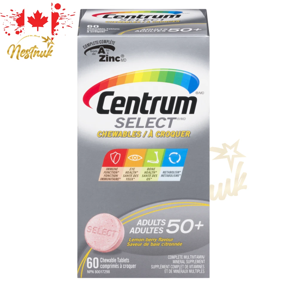 Centrum Select Masticables 50+ Multivitamínico | 60 Comprimidos | Canadá | Stock Fresco Foto 4 de 4