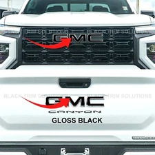 x2 Gloss Black Overlay DECAL for Front Rear Emblem Tail For 2023-2026 GMC Canyon