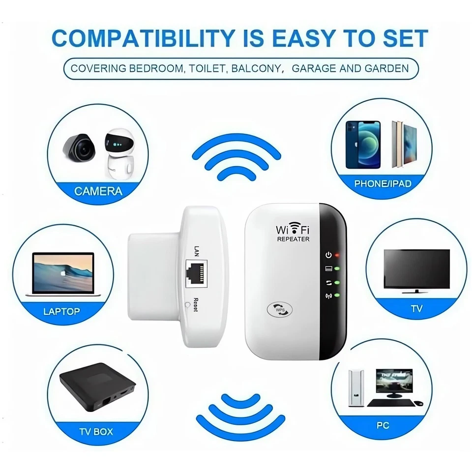 WiFi Extender Booster Amplificatore Wi-Fi fino a 5000sq.ft Con Modalità Ripetitore/AP - Immagine 3 di 4