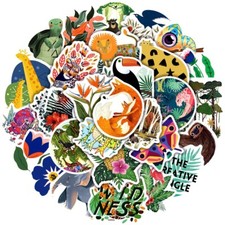 50pcs WILDLIFE Animal Stickers, Water Bottle Laptop No Residue Stickers, 045