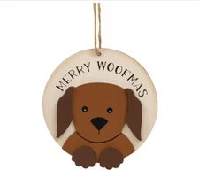 CWI Christmas Decor - Merry Woofmas Brown Dog Pet 3-D Ornament