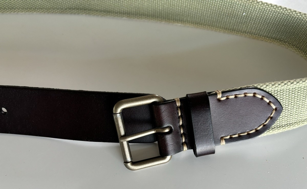 New Lucky Brand Unisex Green Canvas & Leather Belt Sz 36  display picture 1