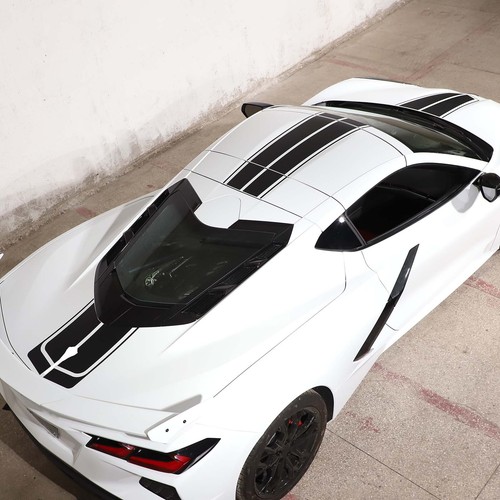 Roof Racing Stripes Overlay Graphic Decal Vinyl Fit For Corvette C8 2020-2024 - Picture 4 of 16