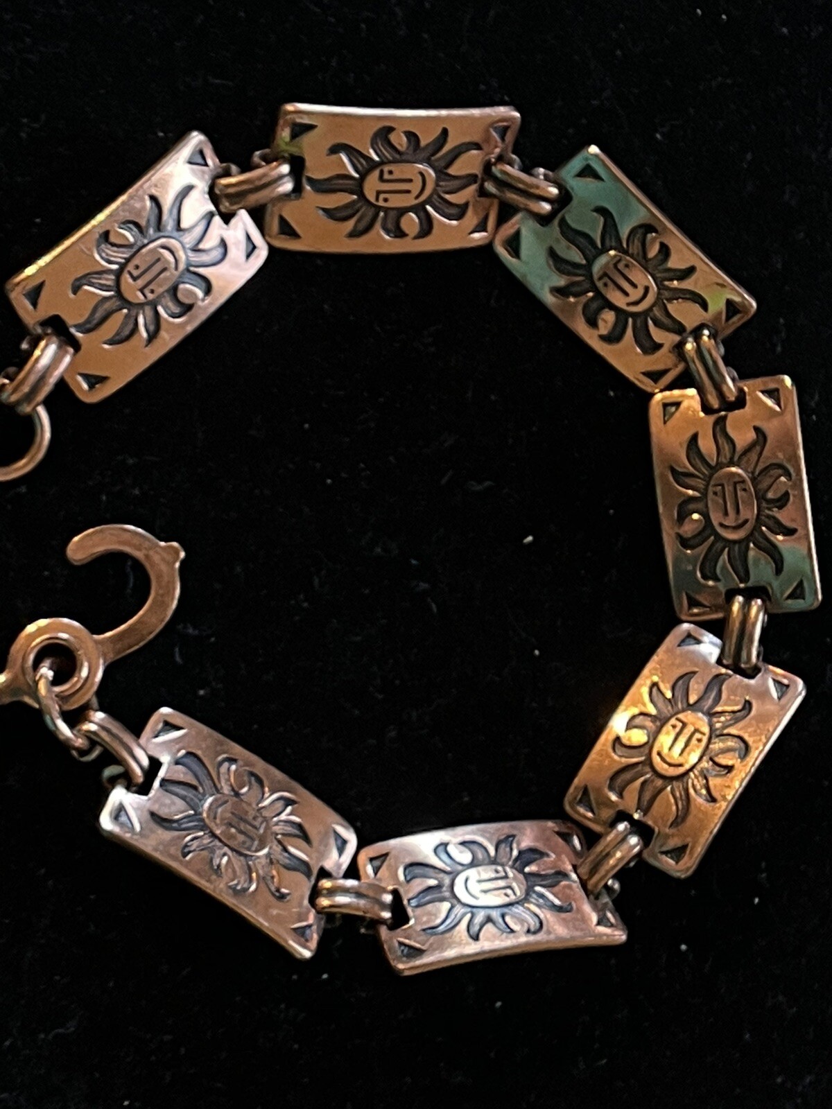 vintage Copper Rectangular Link Panel Bracelet Wi… - image 7