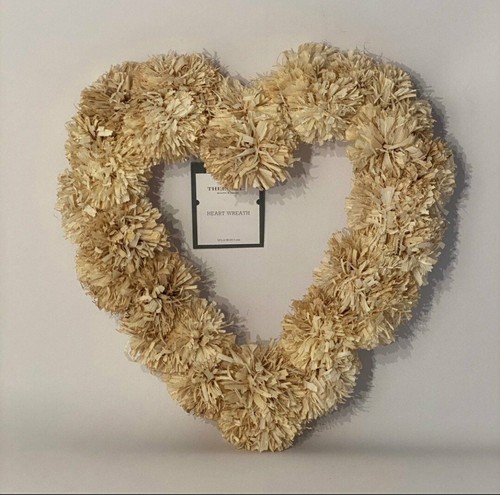 ✅ Threshold Heart Natural Raffia Pom Pom Wreath
