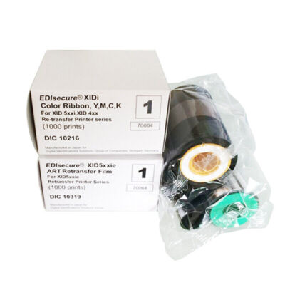 1set EDIsecure DIC10216 + DIC10319 YMCK Color Ribbon ART Retransfer Film XID8300