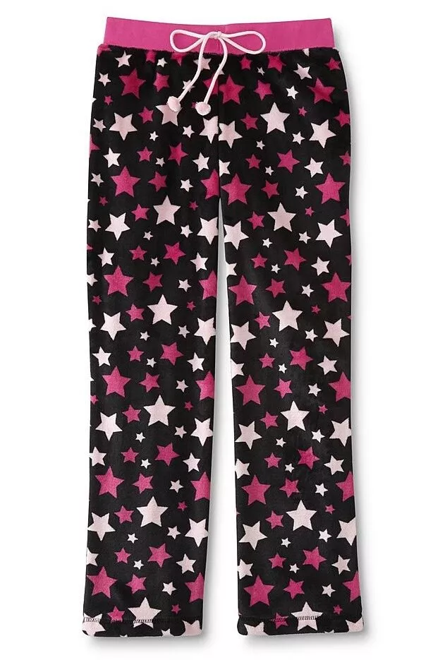 Star Pajamas Pants Size Medium Womens Soft Fleece 8/10 Winter Pink/Black  NEW NWT