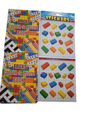 9 x Colouring Puzzle Book & 9 Sticker Sheets Brick party bag filler