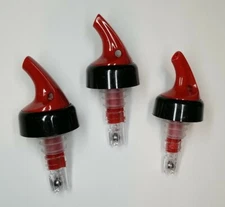 Posi Pourer 1.25 oz. Lot 3 Measured Precision Liquor Bottle Pour Spout Red