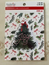 RECOLLECTIONS NEW JOY & EVERGREENS STICKER BOOK 239 PC 12 SHEET
