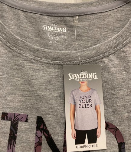 Spalding FIND YOUR BLISS Graphic Gray Tee, Women's XL - New with tags - Picture 2 of 4