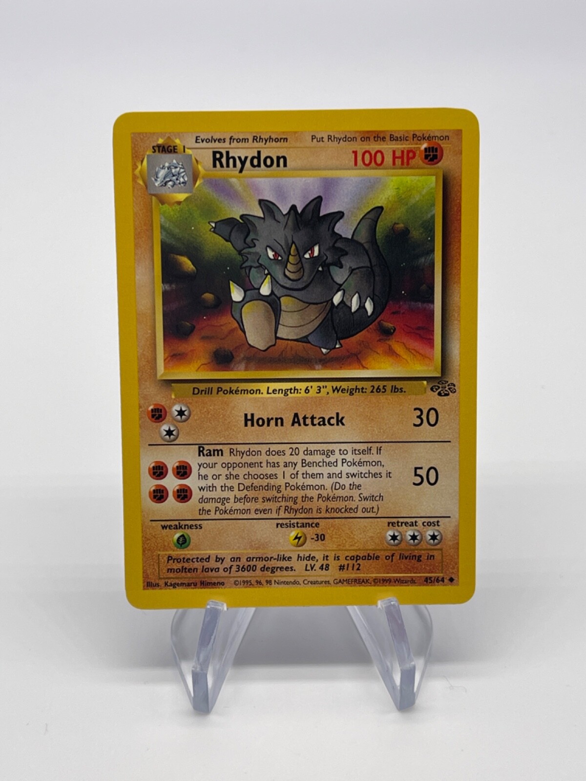 Rhydon 45/64  - Uncommon - WoTC Vintage Jungle Set Pokemon Card NM/LP