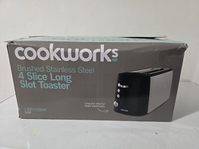 Cookworks Long Slot Slice Toaster Black and Silver UK