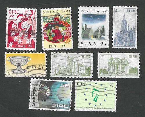 Ireland - Nine different used postage stamps