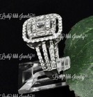 14k Solid White Gold ladies Natural Diamond Ring Cluster 1.20 ct Baguette — photo 5