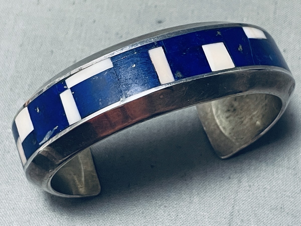 One Of The Best Native American Lapis Inlay Sterling Silver Bracelet One Of The Best Native American Lapis Inlay Sterling Silver Bracelet