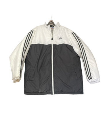 Adidas Windbreaker Track PUFFER Jacket Mens XL Black White Full Zip  Activewear