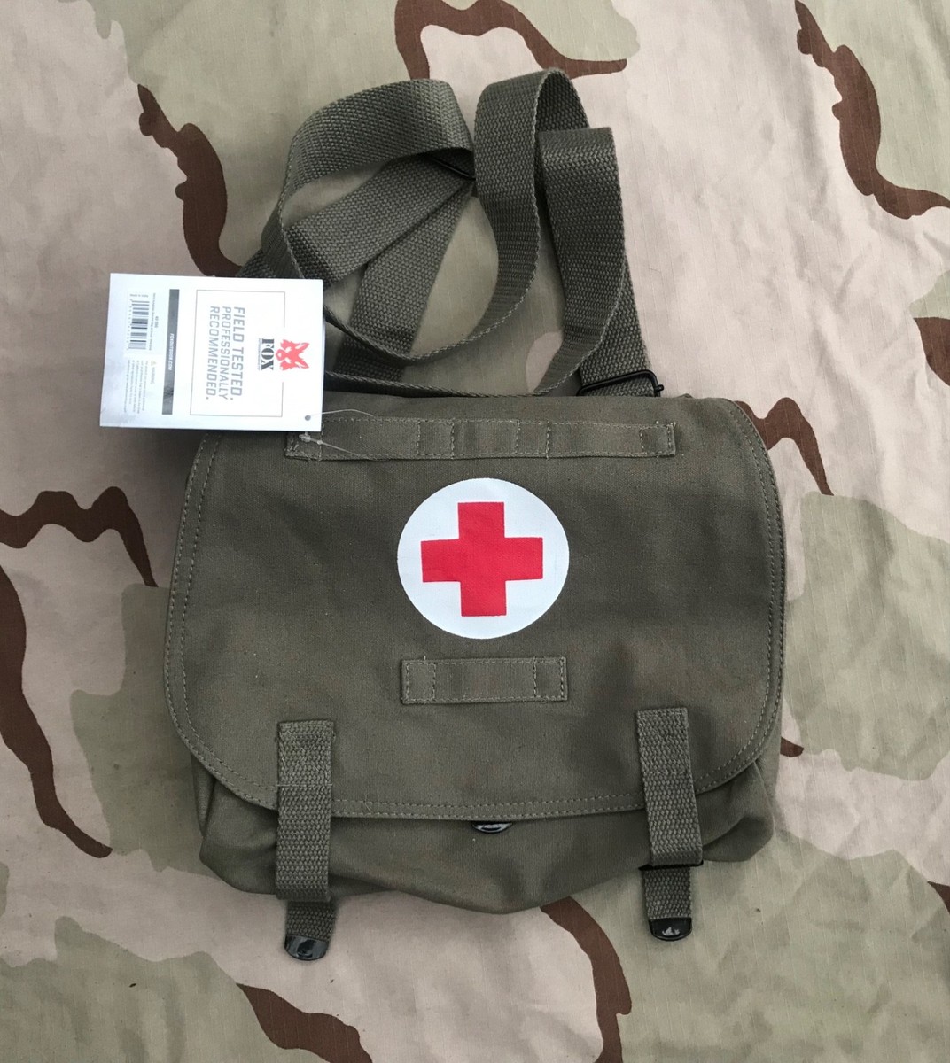 Hungarian Canvas RED CROSS Military Medical Shoulder Messenger Bag