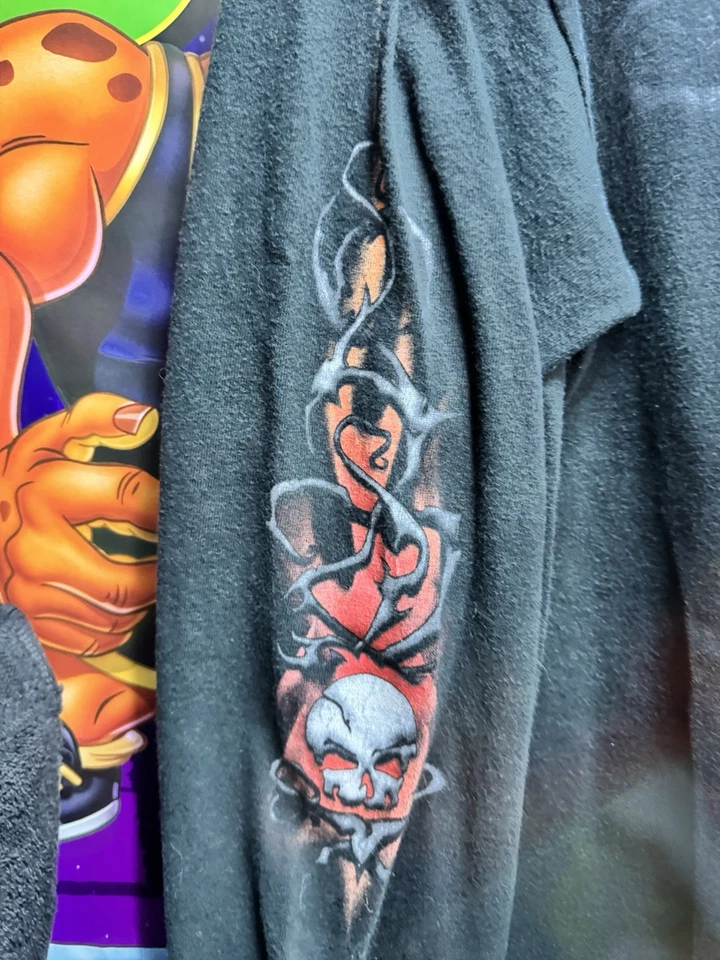 Y2K Harley Davidson Long Sleeve Flame Sleeve🔥🔥 XL 2005 Print On Sleeve Vintage - Image 3 of 4
