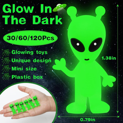30 Pcs Mini Alien Figures Glow in the Dark, Small Luminous Little Tiny Alien ...