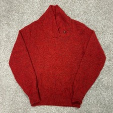 Vintage LL Bean Shawl Collar Sweater Womens Large Red Wool Made in USA Pullover