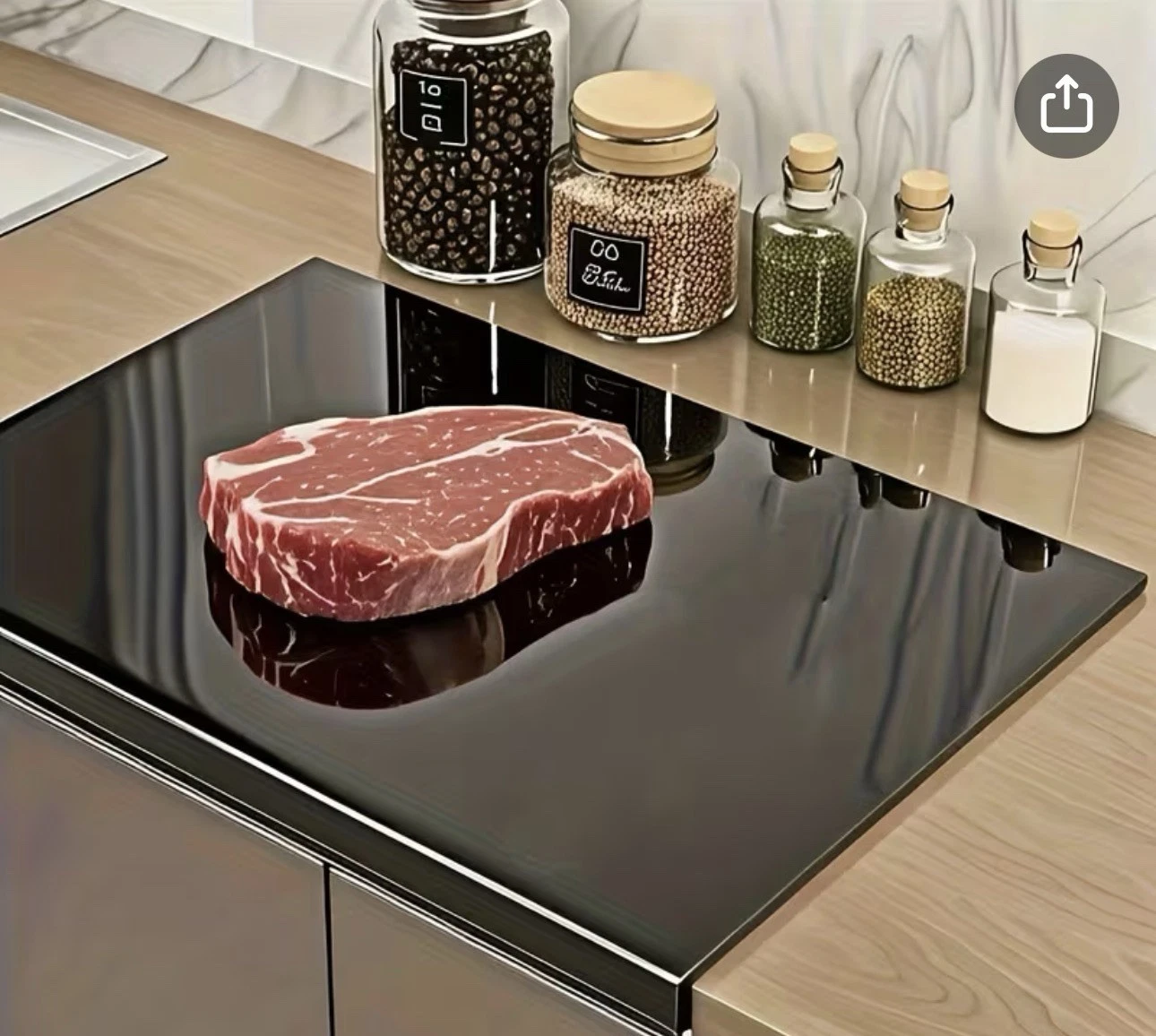 Large Black Glass Cutting Board Rectangle Easy Clean 19.7x15.7in Kitchen