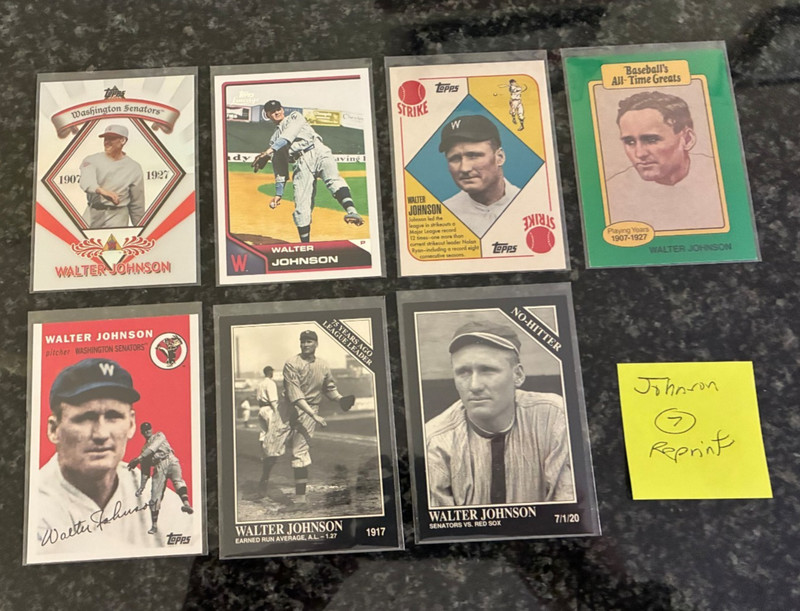 WALTER JOHNSON REPRINT CARD LOT..........7 DIFFERENT