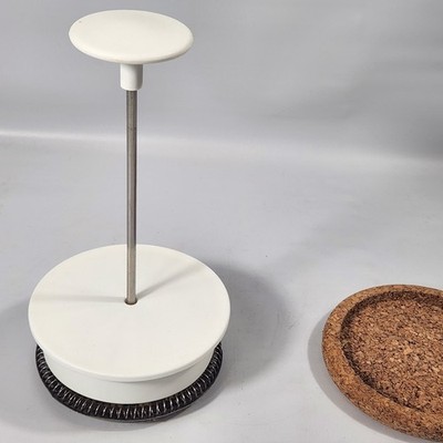 Vintage Bodum Bistro Coffee Press White Handle Cork Coaster PARTS ONLY . NO POT