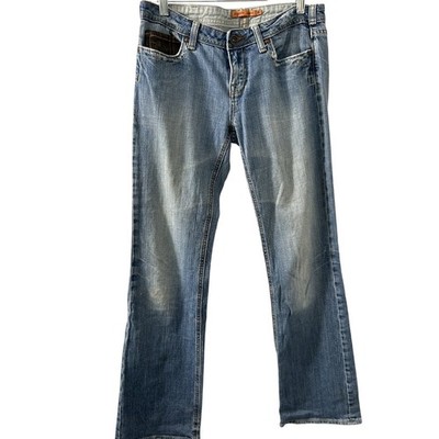 Vigoss Faux Leather Embroidered Bootcut Jeans 30 Blue Western Boho Y2K Cowgirl