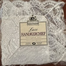 NEW SEALED Vintage Victoriana Nottingham Lace Handkerchief Hankie 11 x11 . H1