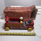 Vintage Fisher Price Fire Truck Looky Fire Truck With Box Toy Town Museum #2413