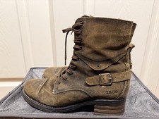 Taos Crave Women's Lace-Up Zip-Up Boots Suede Leather, Olive 42 EU
