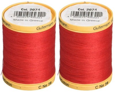 Gutermann 2-Pack Natural Cotton Thread Solids 876 Yards Each - Red
