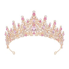 Pink Tiara for Women Crystal Queen Crowns Rhinestone Princess Tiaras